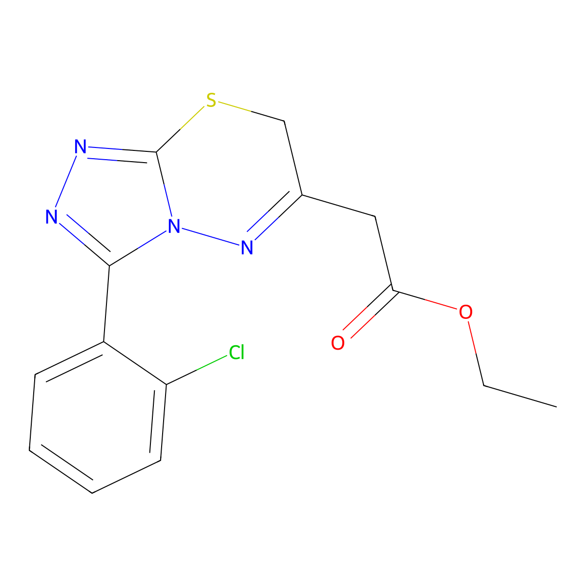 ethyl 2-[3-(2-chlorophenyl)-7H-[1,2,4]triazolo[3,4-b][1,3,4]thiadiazin-6-yl]acetate molecular structure, CAS 565179-70-6