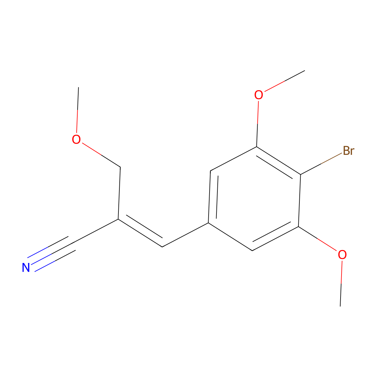 3-(4-Bromo-3,5-dimethoxyphenyl)-2-(methoxymethyl)acrylonitrile molecular structure, CAS 56518-39-9