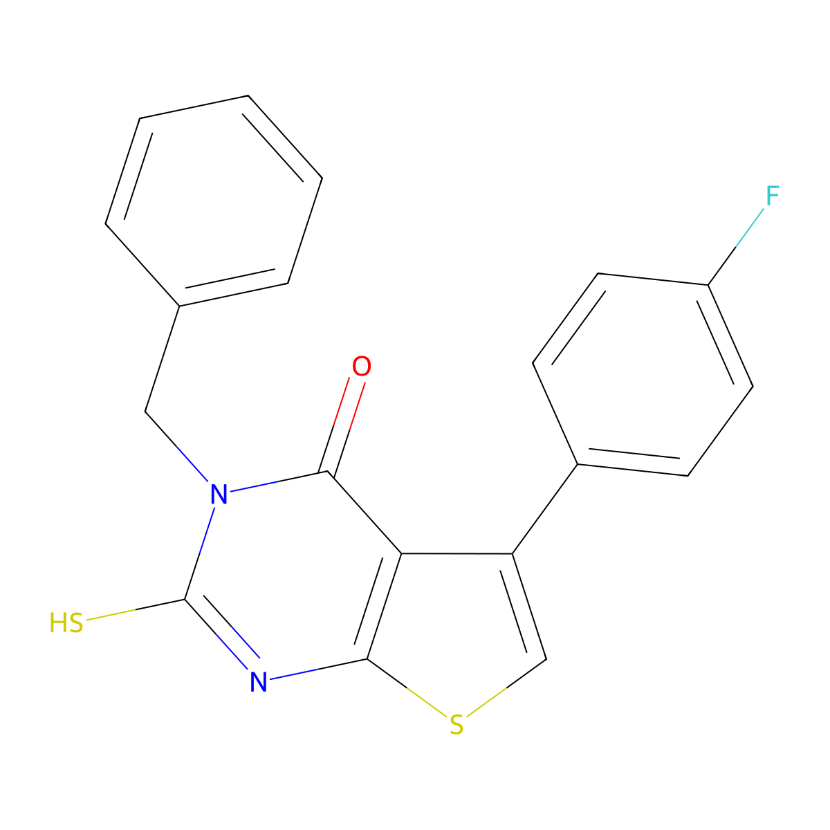 3-benzyl-5-(4-fluorophenyl)-2-sulfanyl-3H,4H-thieno[2,3-d]pyrimidin-4-one molecular structure, CAS 565180-46-3
