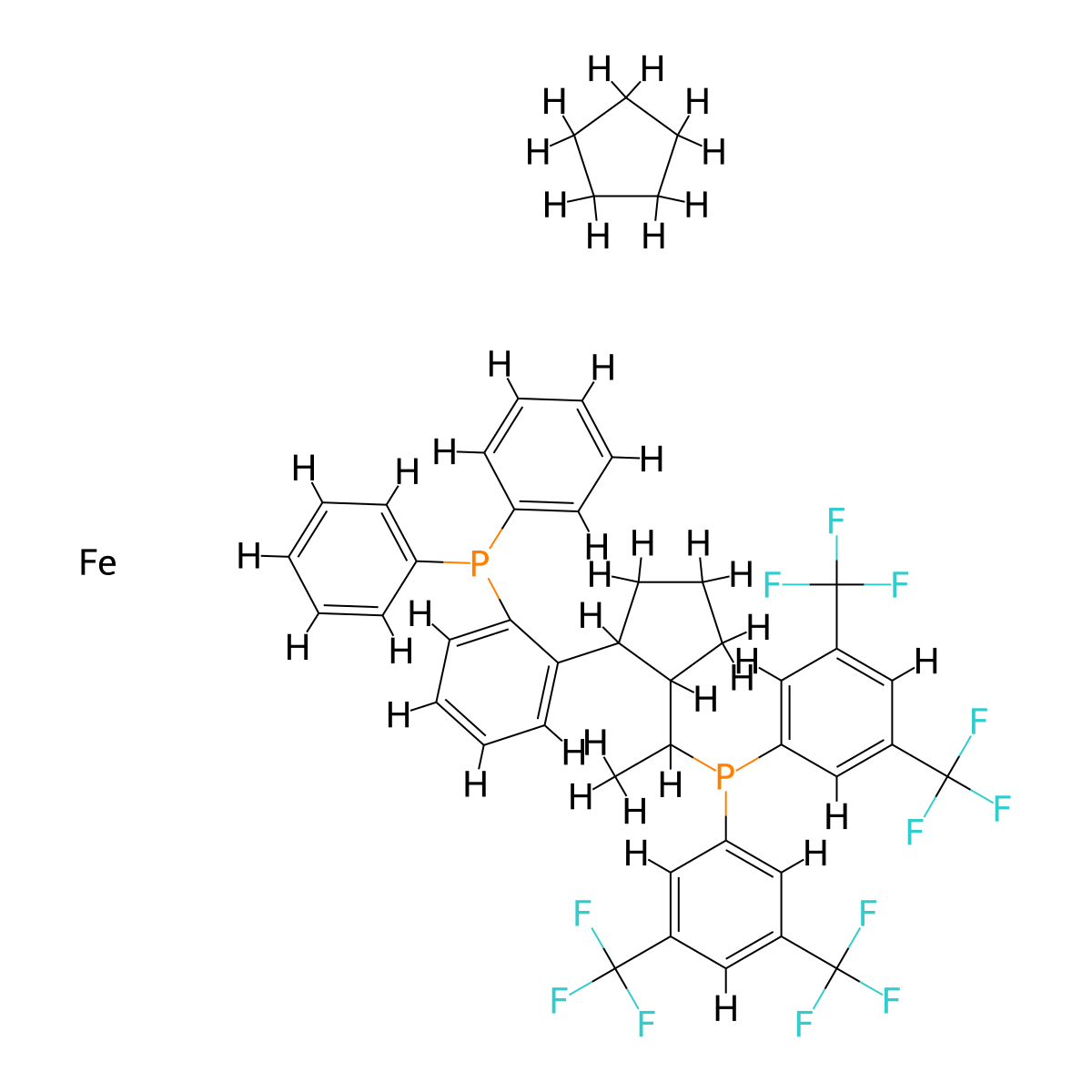 (1S)-1-[(1R)-1-[Bis[3,5-bis(trifluoromethyl)phenyl]phosphino]ethyl]-2-[2-(diphenylphosphino)phenyl]ferrocene molecular structure, CAS 565184-33-0