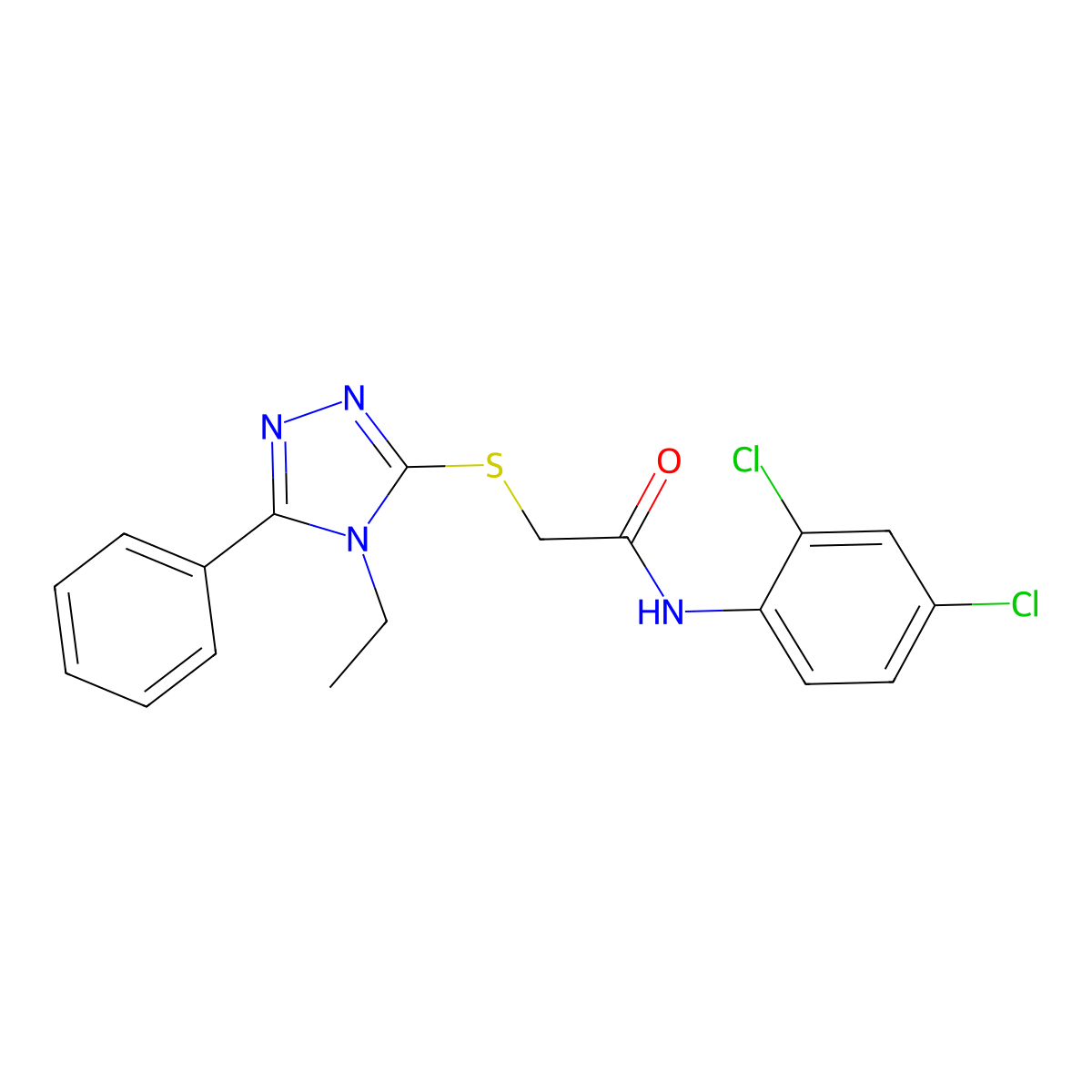 N-(2,4-dichlorophenyl)-2-[(4-ethyl-5-phenyl-1,2,4-triazol-3-yl)sulfanyl]acetamide molecular structure, CAS 565188-57-0