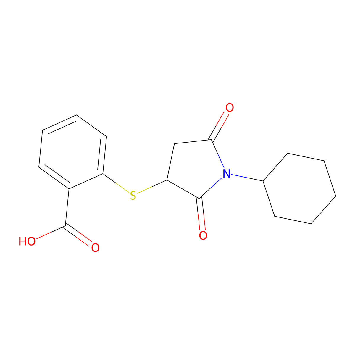 2-(1-Cyclohexyl-2,5-dioxoazolidin-3-ylthio)benzoic acid molecular structure, CAS 565191-45-9