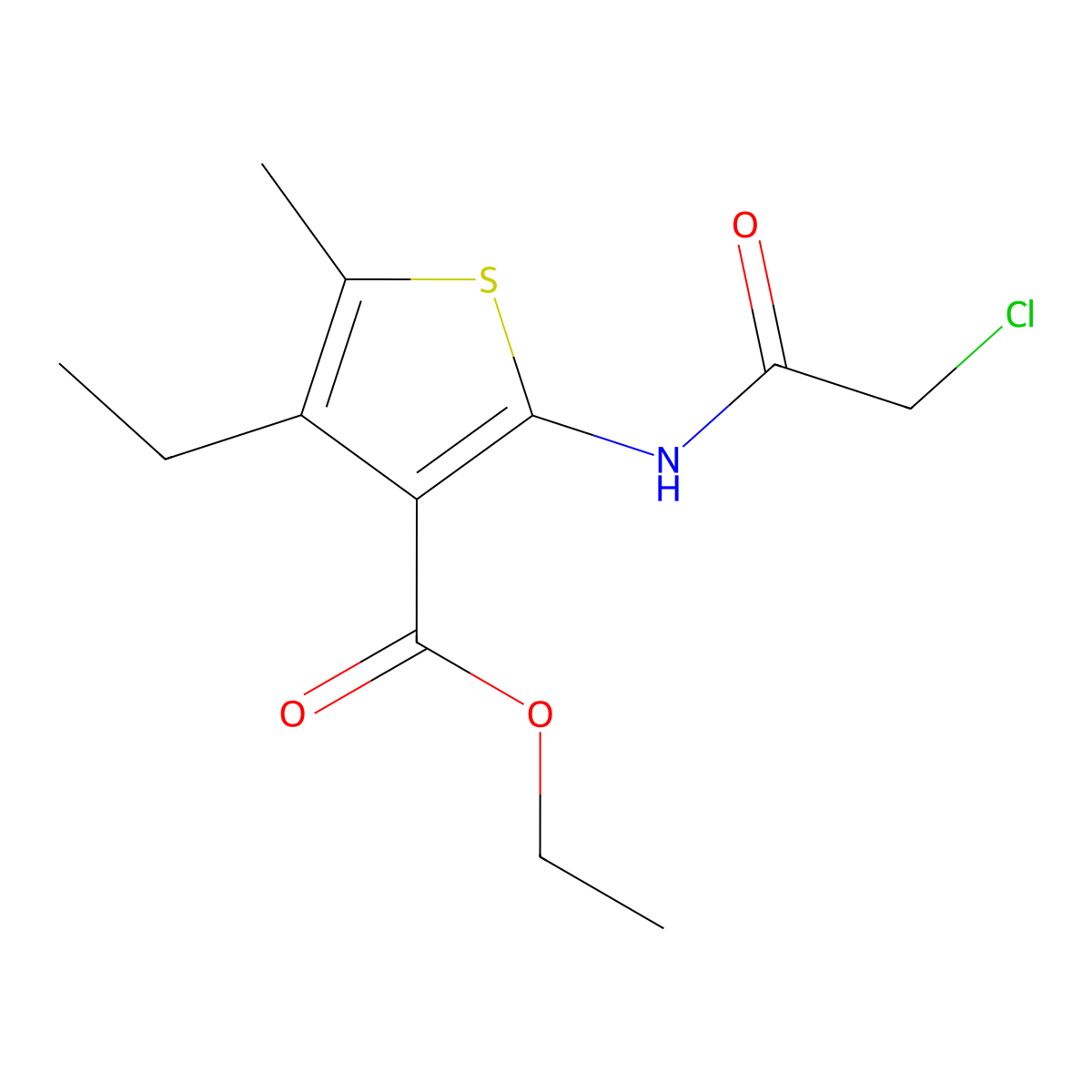 Ethyl 2-(2-chloroacetamido)-4-ethyl-5-methylthiophene-3-carboxylate molecular structure, CAS 565191-90-4