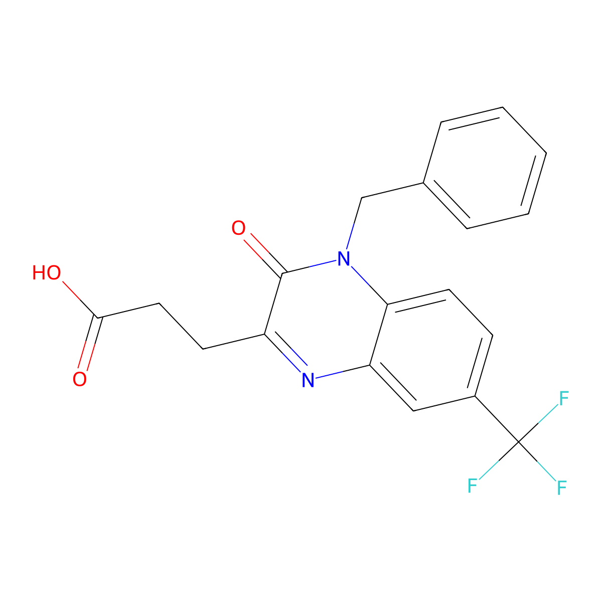 3-(4-Benzyl-3-oxo-7-trifluoromethyl-3,4-dihydro-quinoxalin-2-yl)-propionic acid molecular structure, CAS 565191-92-6
