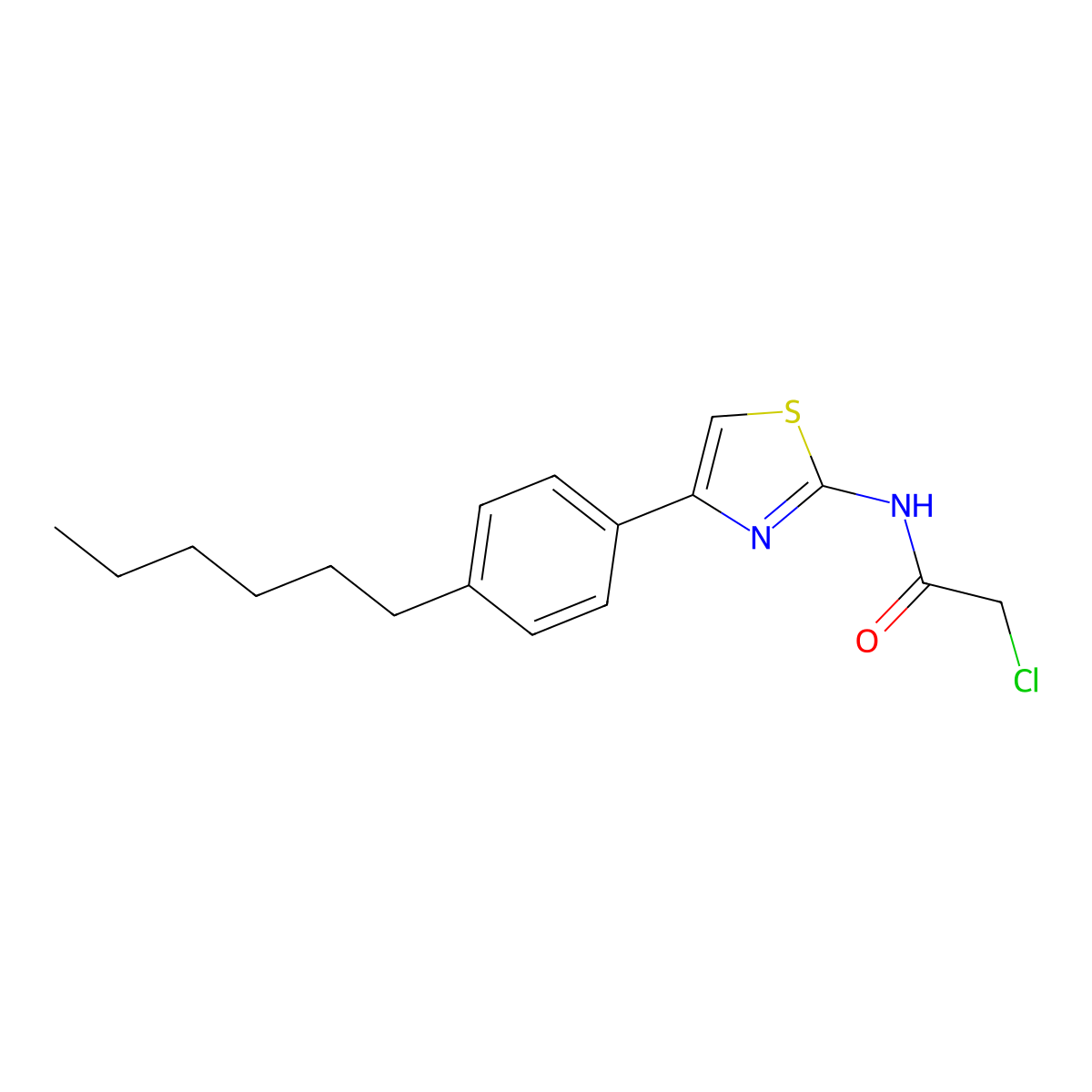2-chloro-N-[4-(4-hexylphenyl)-1,3-thiazol-2-yl]acetamide molecular structure, CAS 565191-93-7