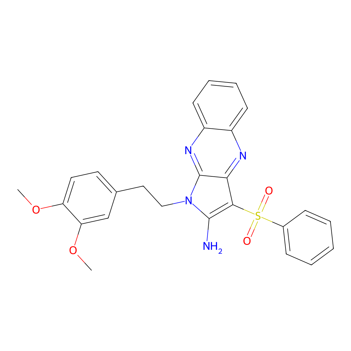 3-(Benzenesulfonyl)-1-[2-(3,4-dimethoxyphenyl)ethyl]pyrrolo[3,2-b]quinoxalin-2-amine molecular structure, CAS 565192-07-6
