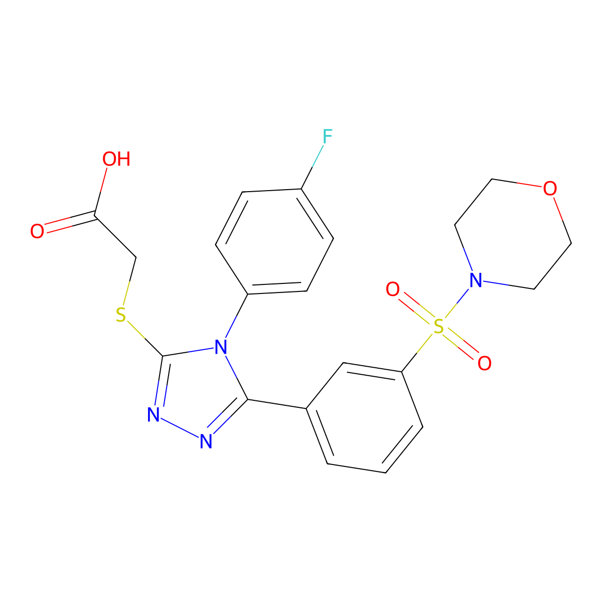 2-{[4-(4-fluorophenyl)-5-[3-(morpholine-4-sulfonyl)phenyl]-4H-1,2,4-triazol-3-yl]sulfanyl}acetic acid molecular structure, CAS 565192-17-8