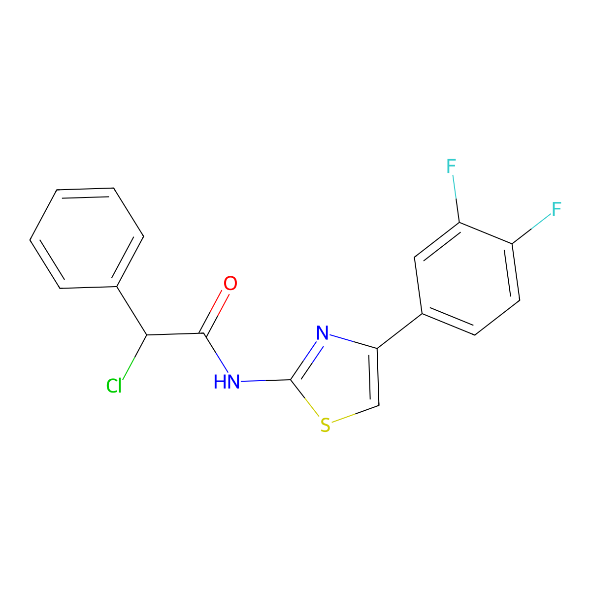 2-chloro-N-[4-(3,4-difluorophenyl)-1,3-thiazol-2-yl]-2-phenylacetamide molecular structure, CAS 565192-28-1