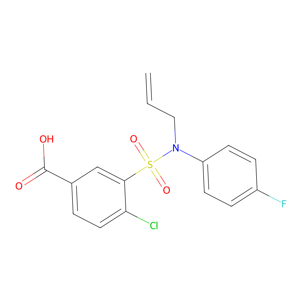 3-[Allyl-(4-fluoro-phenyl)-sulfamoyl]-4-chloro-benzoic acid molecular structure, CAS 565192-80-5