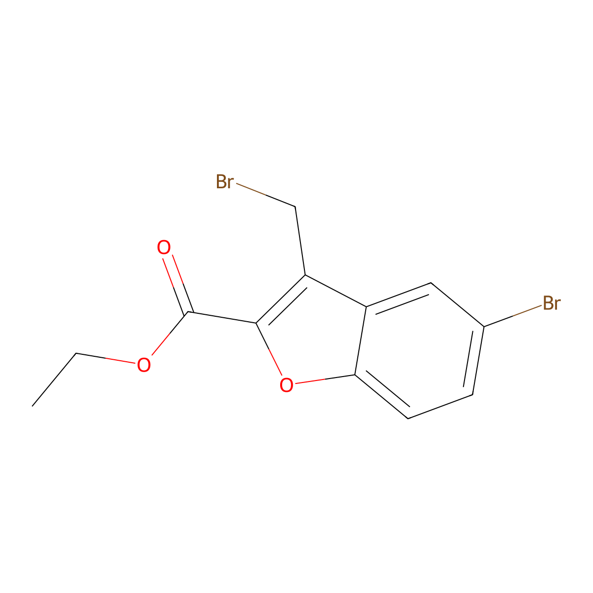 Ethyl 5-bromo-3-(bromomethyl)-1-benzofuran-2-carboxylate molecular structure, CAS 565192-82-7