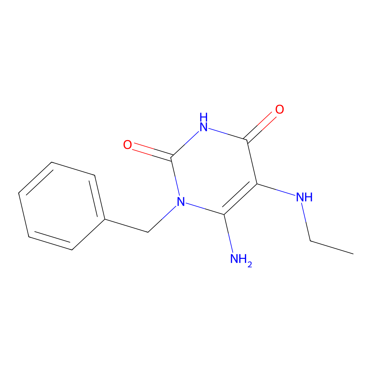 6-Amino-1-benzyl-5-(ethylamino)-1,2,3,4-tetrahydropyrimidine-2,4-dione molecular structure, CAS 565193-15-9
