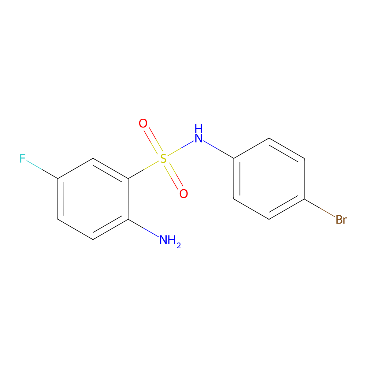 2-amino-N-(4-bromophenyl)-5-fluorobenzene-1-sulfonamide molecular structure, CAS 565195-15-5