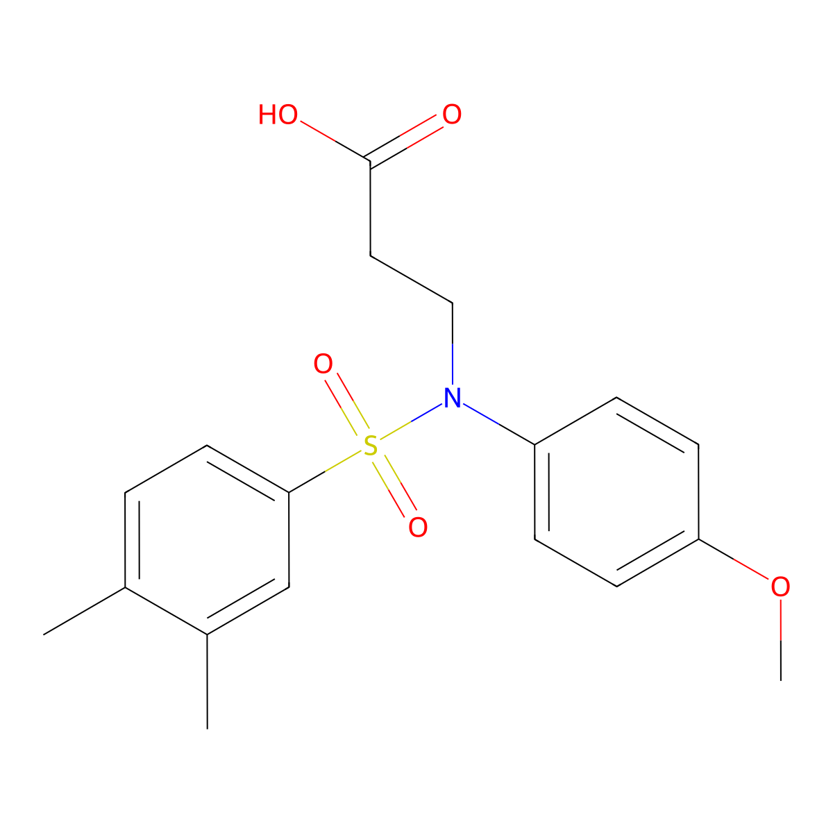 3-[N-(4-methoxyphenyl)3,4-dimethylbenzenesulfonamido]propanoic acid molecular structure, CAS 565195-46-2