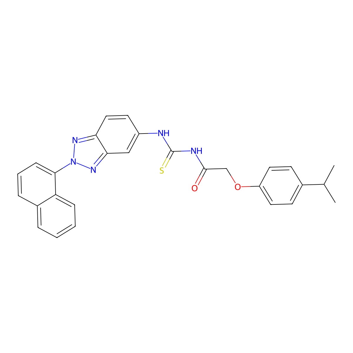 N-[(2-naphthalen-1-ylbenzotriazol-5-yl)carbamothioyl]-2-(4-propan-2-ylphenoxy)acetamide molecular structure, CAS 565195-50-8