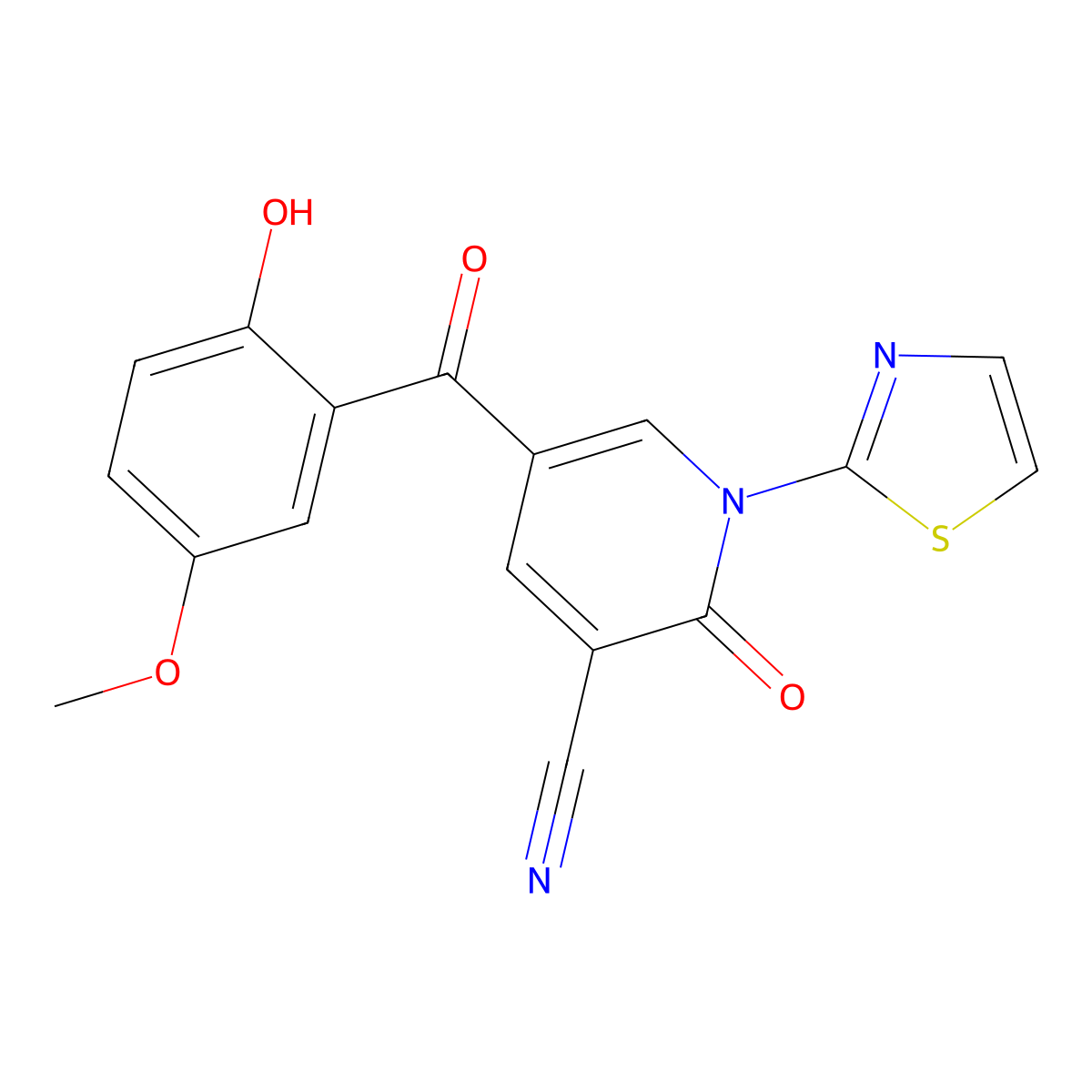 5-(2-Hydroxy-5-methoxybenzoyl)-2-oxo-1-(1,3-thiazol-2-yl)-1,2-dihydropyridine-3-carbonitrile molecular structure, CAS 565195-66-6