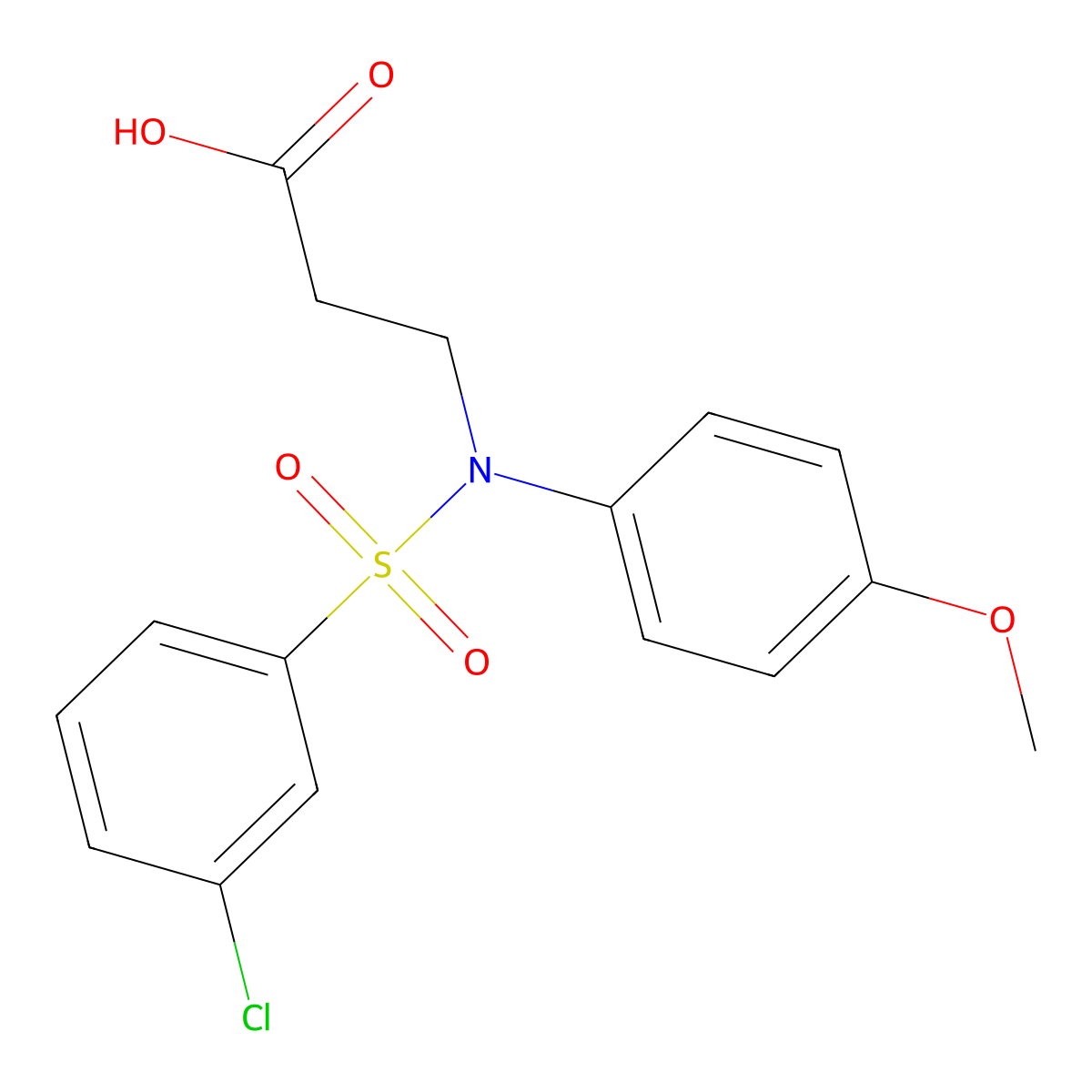 3-[N-(4-methoxyphenyl)3-chlorobenzenesulfonamido]propanoic acid molecular structure, CAS 565195-75-7
