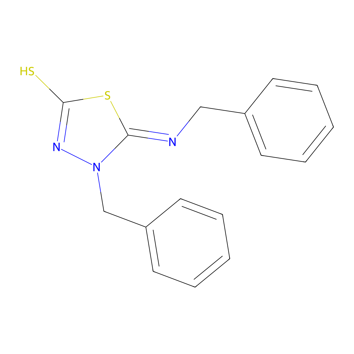 4-Benzyl-5-(benzylimino)-4,5-dihydro-1,3,4-thiadiazole-2-thiol molecular structure, CAS 565195-78-0