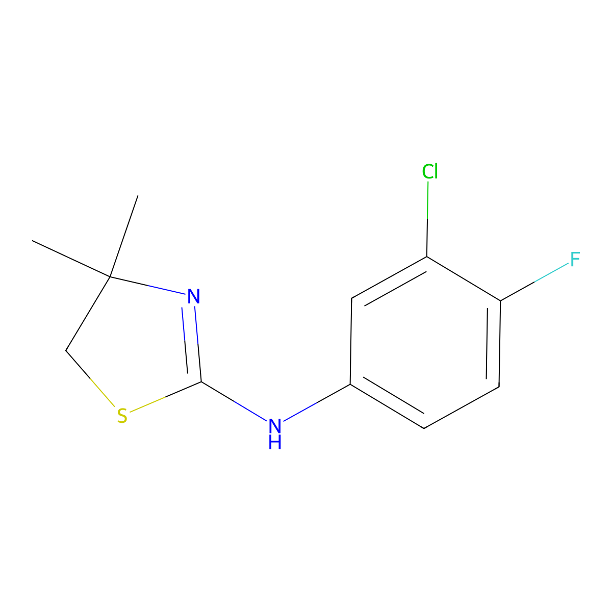 N-(3-chloro-4-fluorophenyl)-4,4-dimethyl-4,5-dihydro-1,3-thiazol-2-amine molecular structure, CAS 565196-27-2