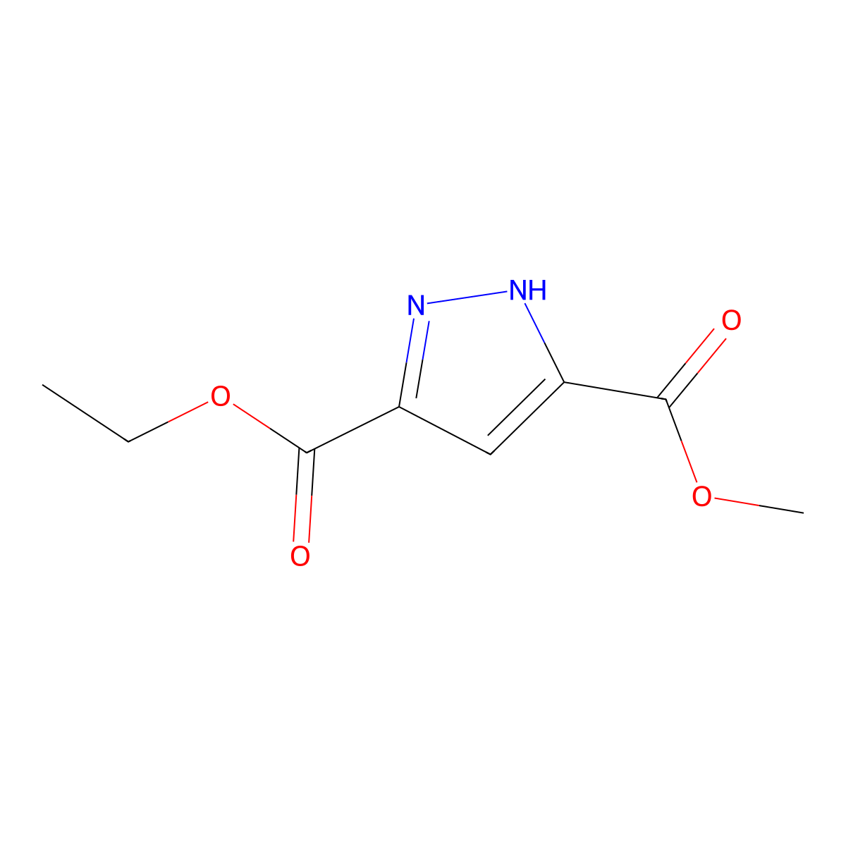 3-ethyl 5-methyl 1H-pyrazole-3,5-dicarboxylate molecular structure, CAS 565196-84-1