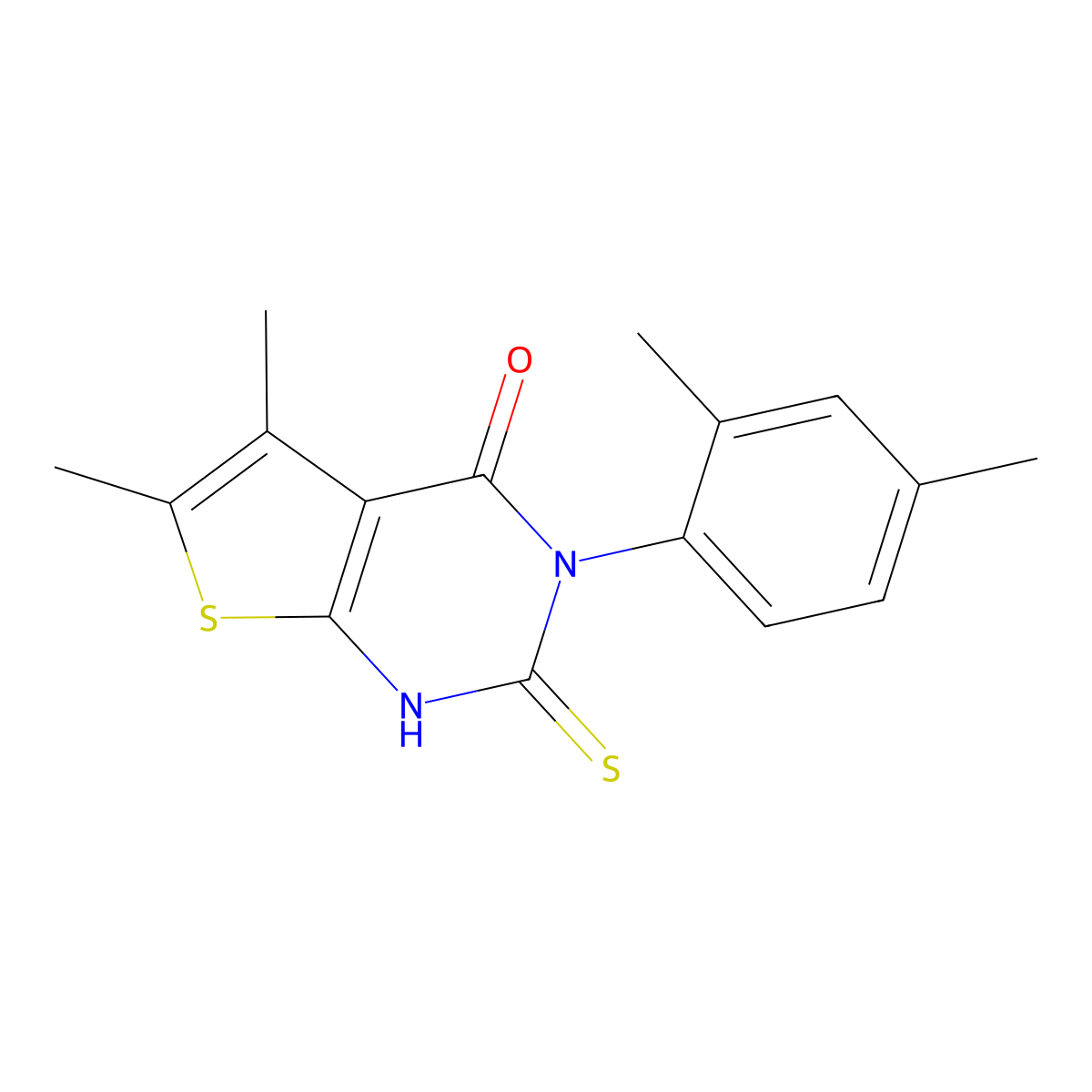 3-(2,4-dimethylphenyl)-5,6-dimethyl-2-sulfanyl-3H,4H-thieno[2,3-d]pyrimidin-4-one molecular structure, CAS 565198-73-4