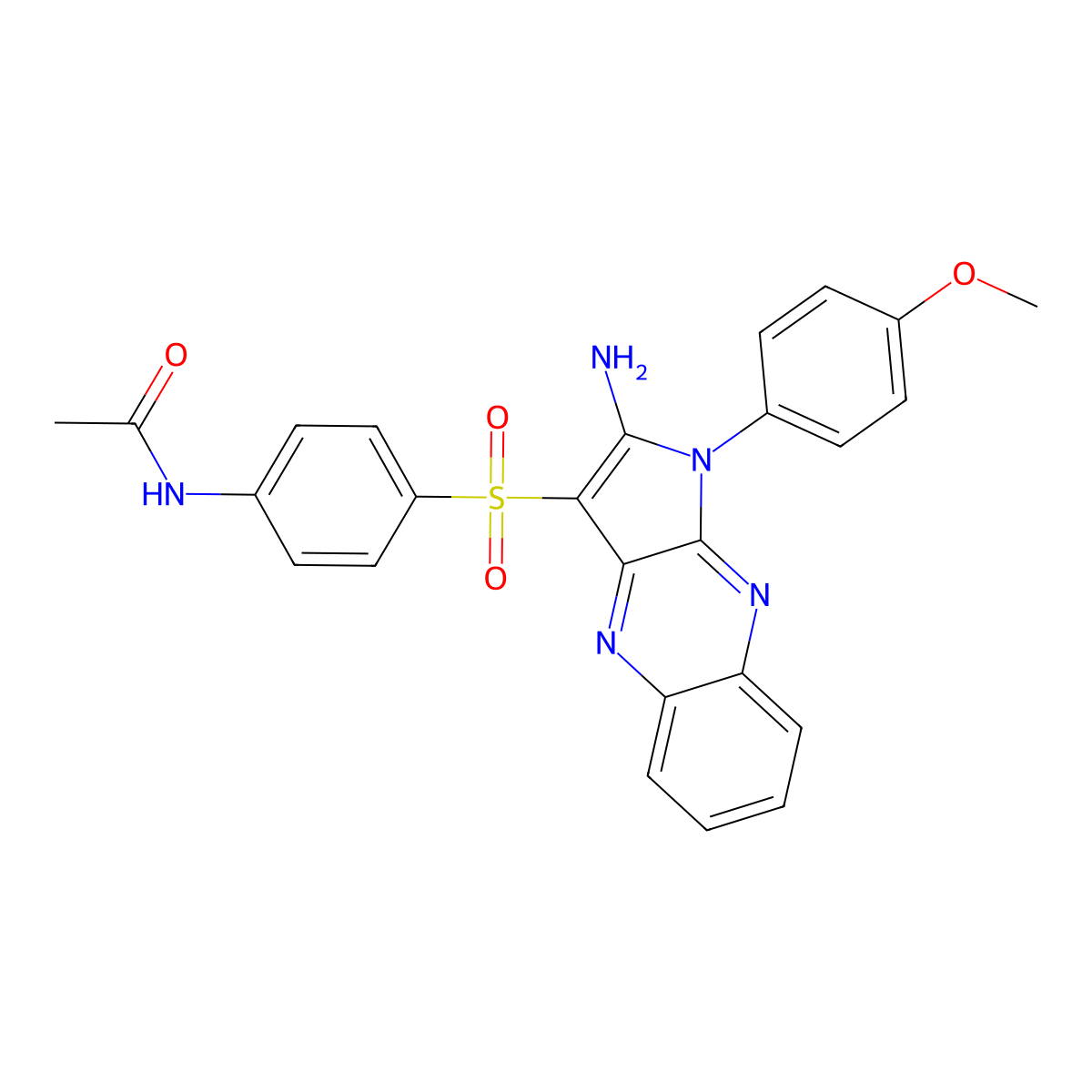 N-(4-{[2-amino-1-(4-methoxyphenyl)-1H-pyrrolo[2,3-b]quinoxalin-3-yl]sulfonyl}phenyl)acetamide molecular structure, CAS 565199-34-0