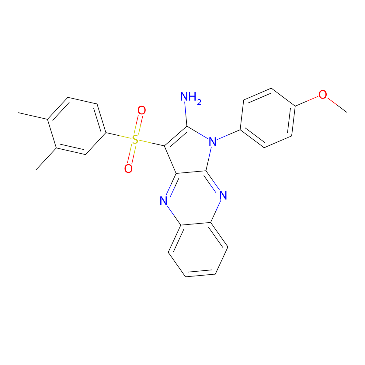 3-[(3,4-dimethylphenyl)sulfonyl]-1-(4-methoxyphenyl)-1H-pyrrolo[2,3-b]quinoxalin-2-ylamine molecular structure, CAS 565199-43-1