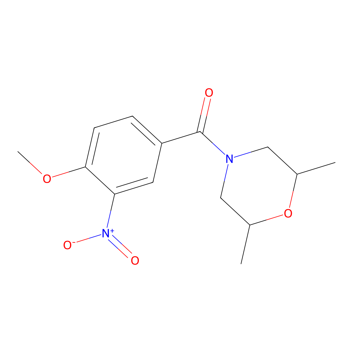 (2,6-Dimethylmorpholin-4-yl)(4-methoxy-3-nitrophenyl)methanone molecular structure, CAS 5652-67-5