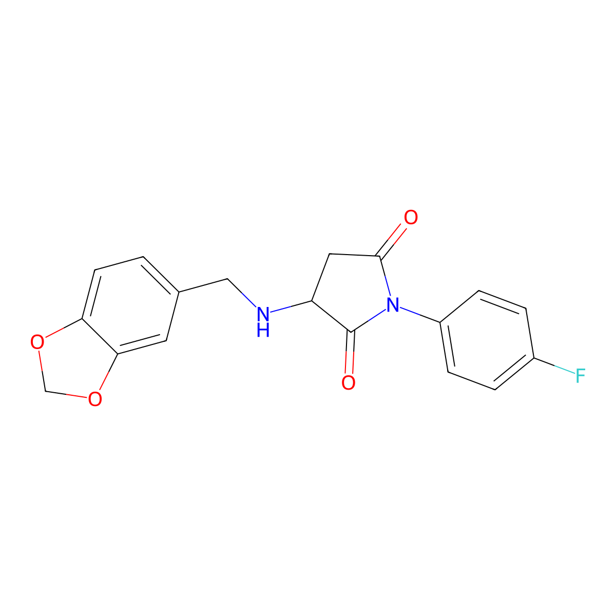 3-(1,3-Benzodioxol-5-ylmethylamino)-1-(4-fluorophenyl)pyrrolidine-2,5-dione molecular structure, CAS 5652-89-1