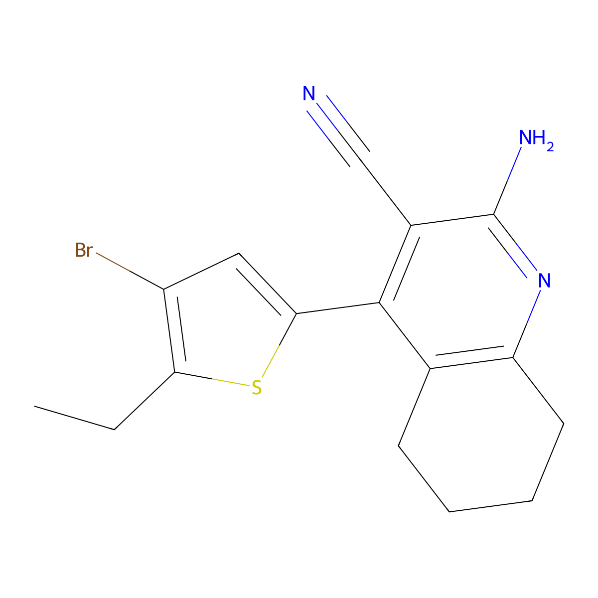 2-Amino-4(4-bromo-5-ethylthiophen-2-yl)-5,6,7,8-tetrahydroquinoline-3-carbonitrile molecular structure, CAS 5652-92-6