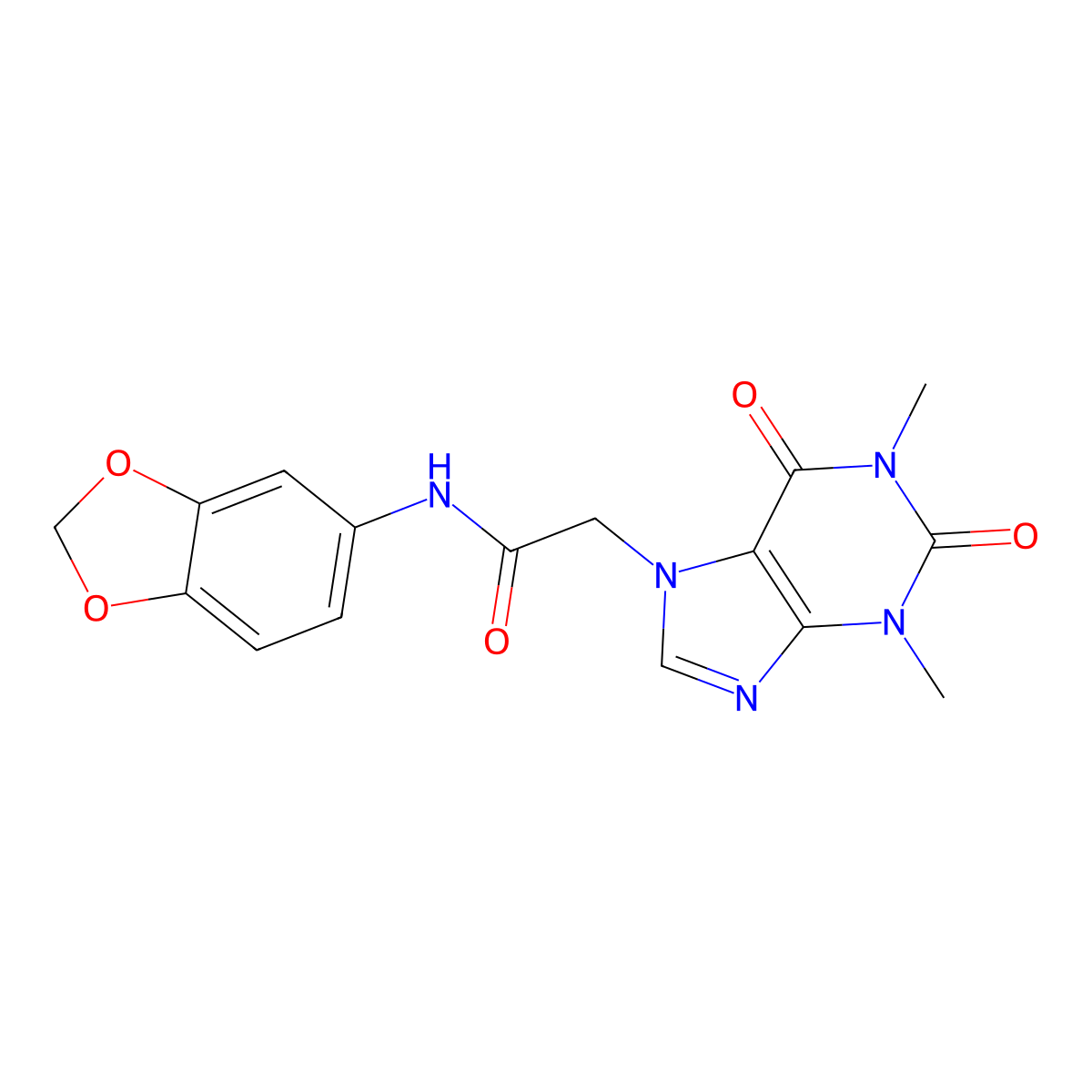 N-(1,3-benzodioxol-5-yl)-2-(1,3-dimethyl-2,6-dioxopurin-7-yl)acetamide molecular structure, CAS 565200-15-9