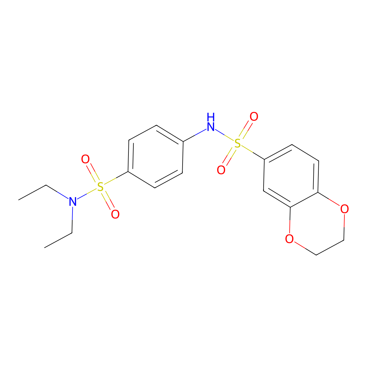 N-[4-(diethylsulfamoyl)phenyl]-2,3-dihydro-1,4-benzodioxine-6-sulfonamide molecular structure, CAS 565200-63-7