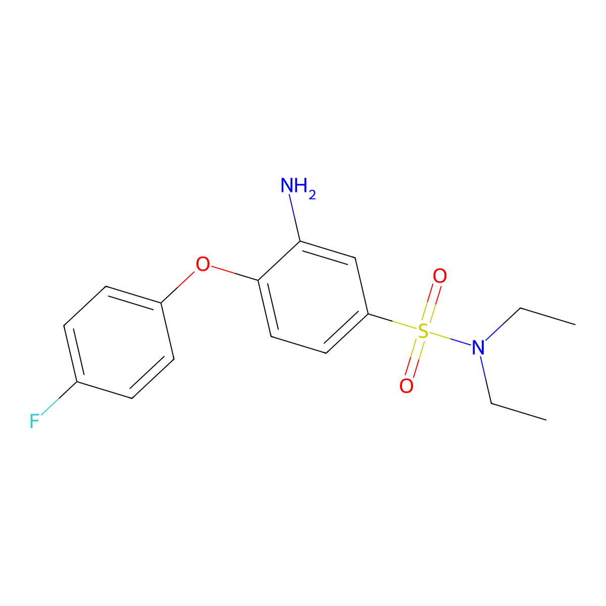 3-amino-N,N-diethyl-4-(4-fluorophenoxy)benzene-1-sulfonamide molecular structure, CAS 565201-68-5