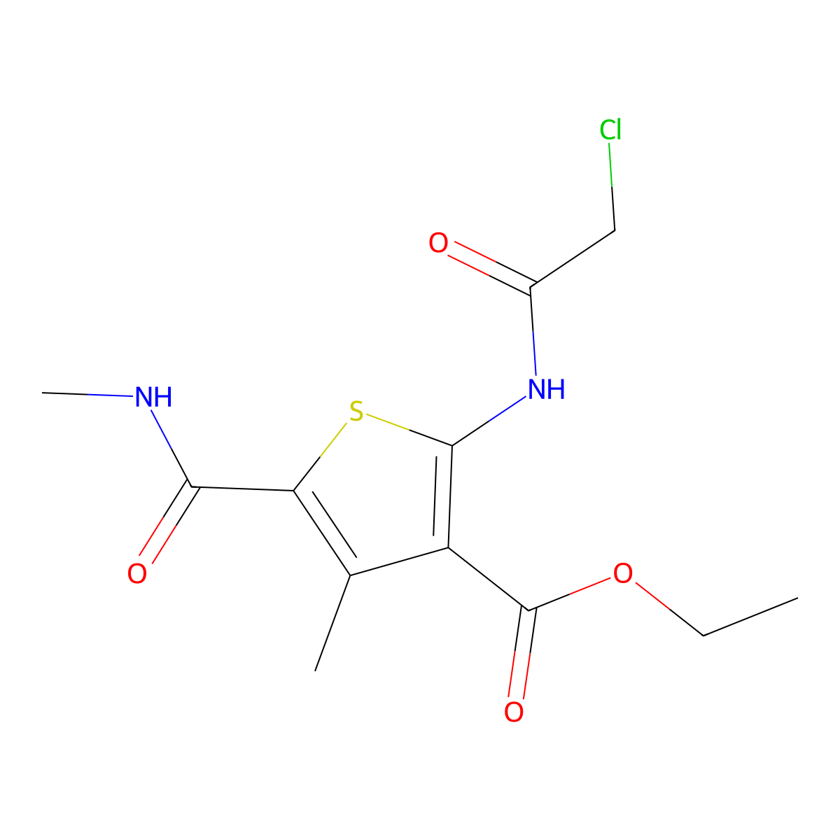 Ethyl 2-(2-chloroacetamido)-4-methyl-5-(methylcarbamoyl)thiophene-3-carboxylate molecular structure, CAS 565207-41-2