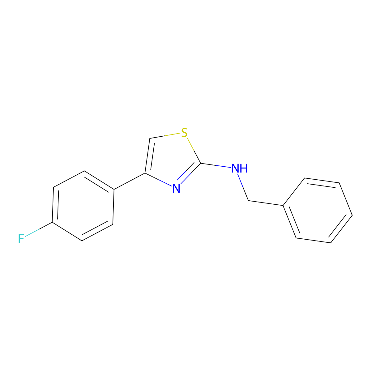 N-benzyl-4-(4-fluorophenyl)-1,3-thiazol-2-amine molecular structure, CAS 565209-32-7