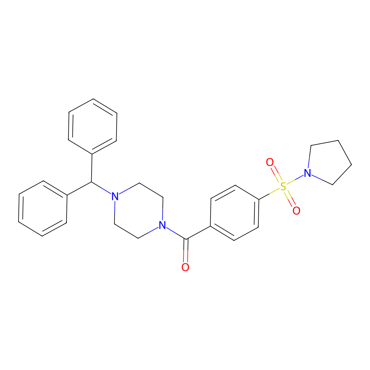 4-(Diphenylmethyl)piperazinyl 4-(pyrrolidinylsulfonyl)phenyl ketone molecular structure, CAS 565209-61-2