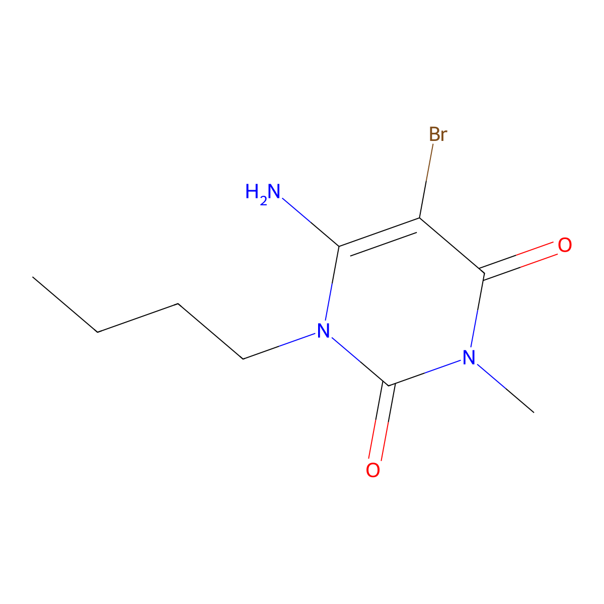 6-Amino-5-bromo-1-butyl-3-methyl-1,2,3,4-tetrahydropyrimidine-2,4-dione molecular structure, CAS 565210-78-8