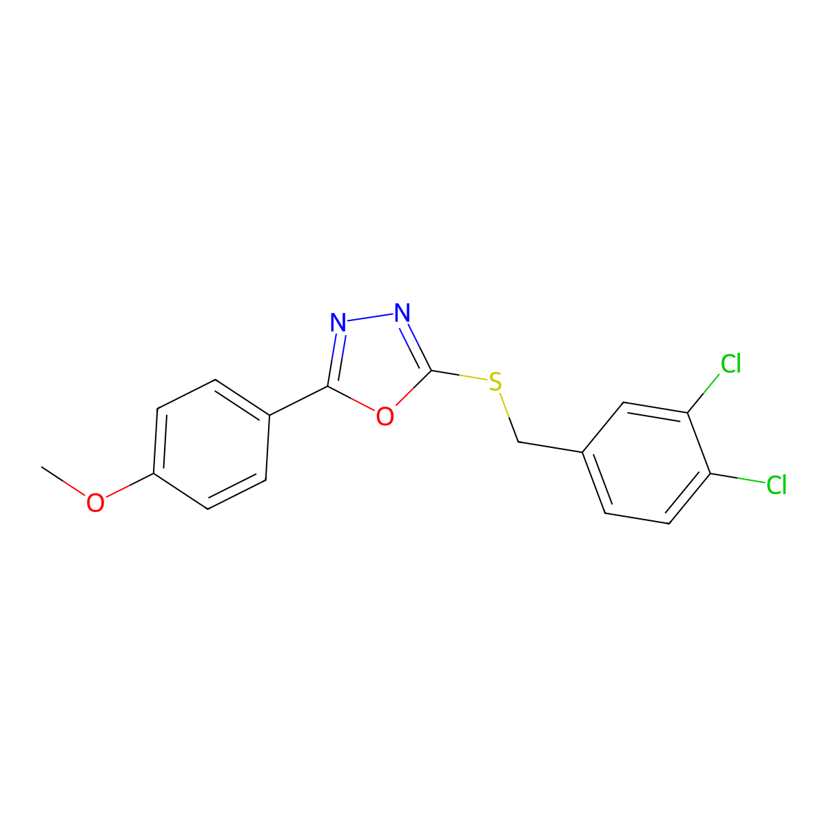 2-[(3,4-Dichlorobenzyl)sulfanyl]-5-(4-methoxyphenyl)-1,3,4-oxadiazole molecular structure, CAS 565218-53-3