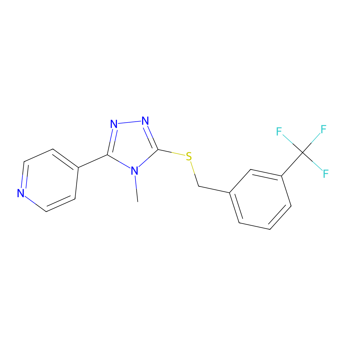 4-(4-methyl-5-{[3-(trifluoromethyl)benzyl]sulfanyl}-4H-1,2,4-triazol-3-yl)pyridine molecular structure, CAS 565220-09-9