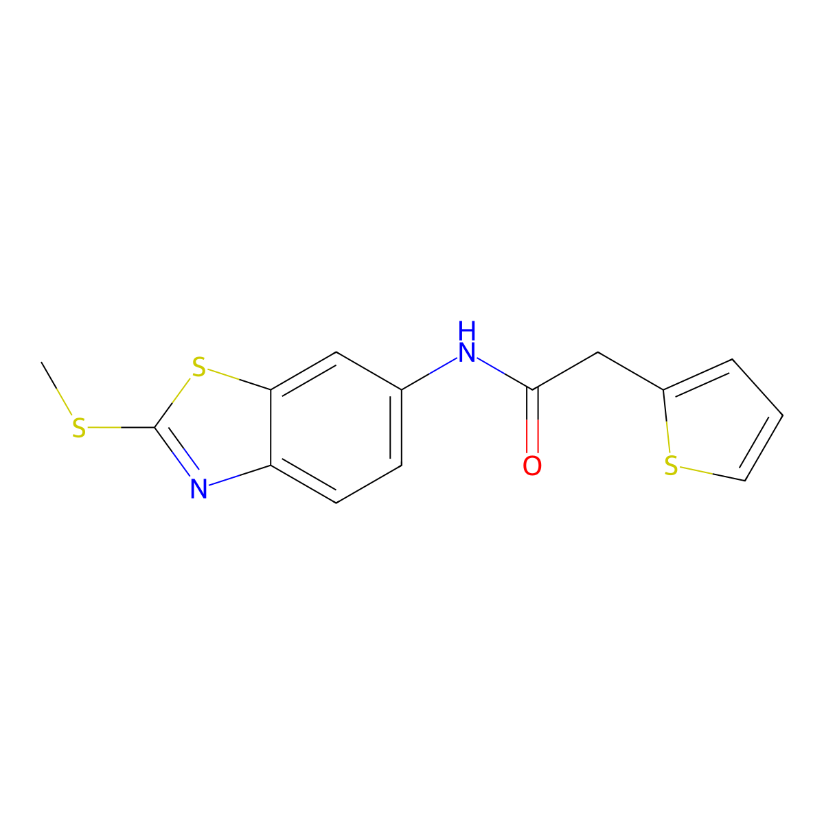 N-(2-(methylthio)benzo[d]thiazol-6-yl)-2-(thiophen-2-yl)acetamide molecular structure, CAS 565220-63-5