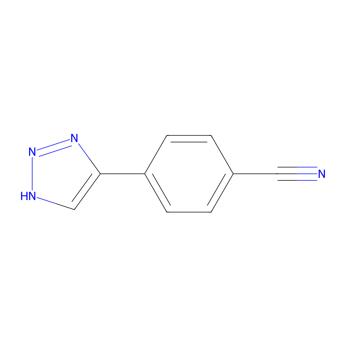 Benzonitrile, 4-(1H-1,2,3-triazol-4-yl)- molecular structure, CAS 56527-23-2