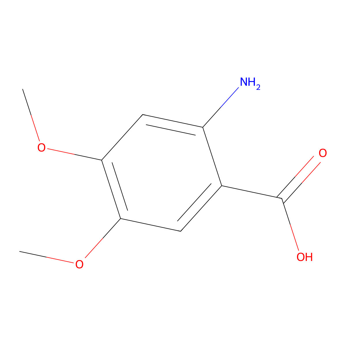 4,5-Dimethoxyanthranilic acid molecular structure, CAS 5653-40-7
