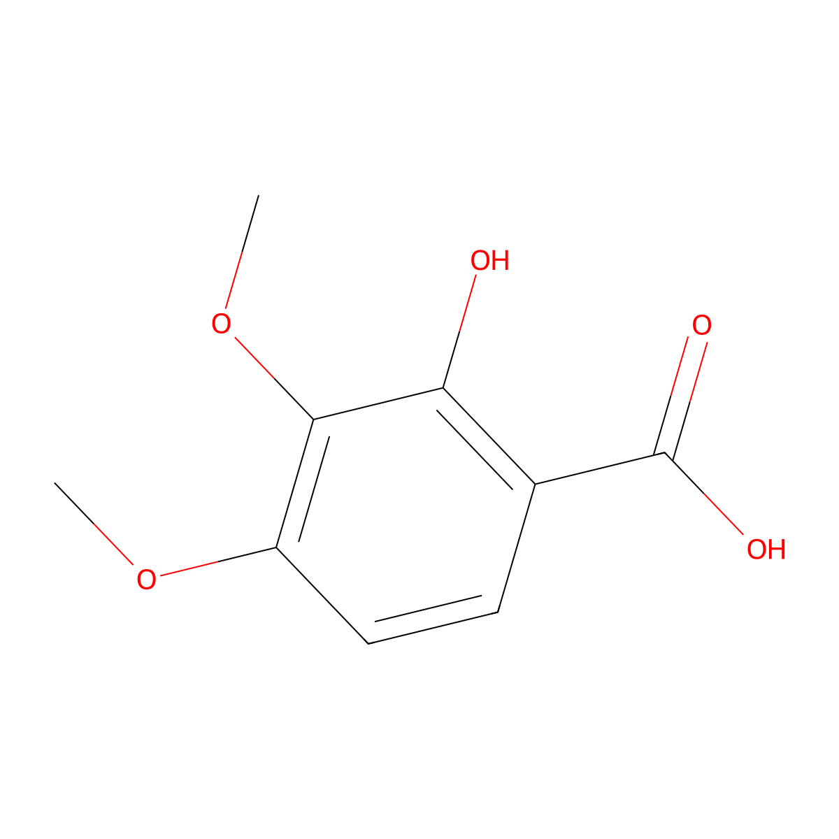 2-Hydroxy-3,4-dimethoxybenzoic acid molecular structure, CAS 5653-46-3