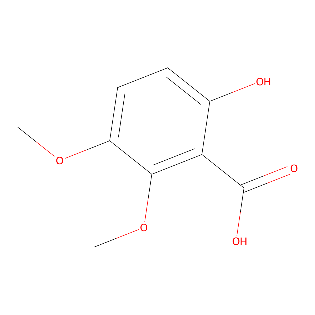6-Hydroxy-2,3-dimethoxybenzoic acid molecular structure, CAS 5653-53-2