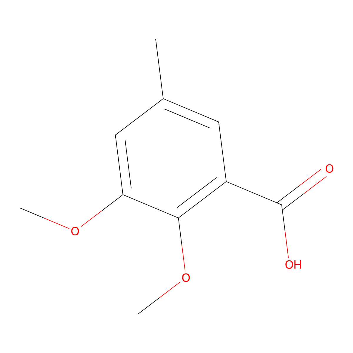 2,3-Dimethoxy-5-methylbenzoic acid molecular structure, CAS 5653-56-5