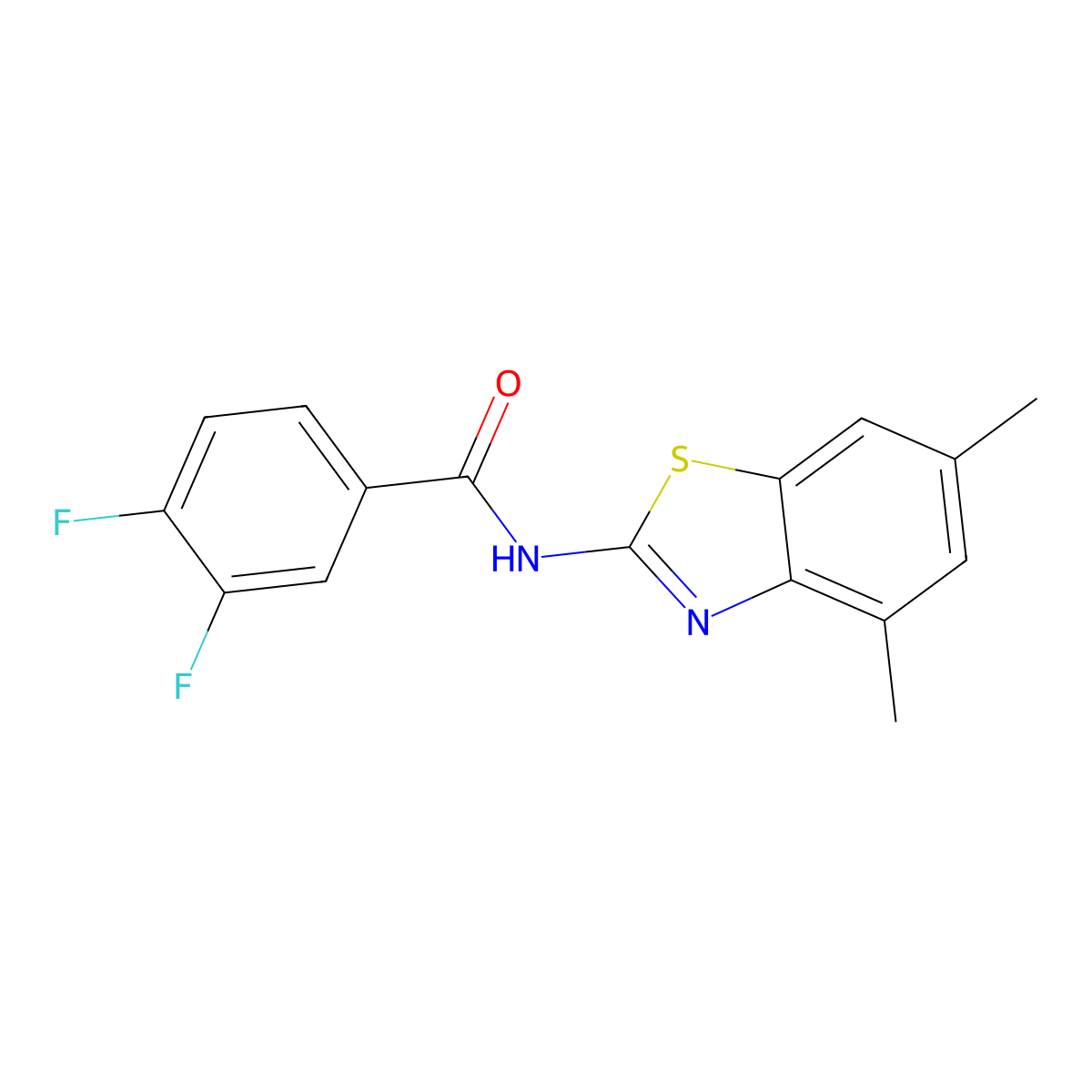 n-(4,6-Dimethyl-1,3-benzothiazol-2-yl)-3,4-difluorobenzamide molecular structure, CAS 5653-72-5