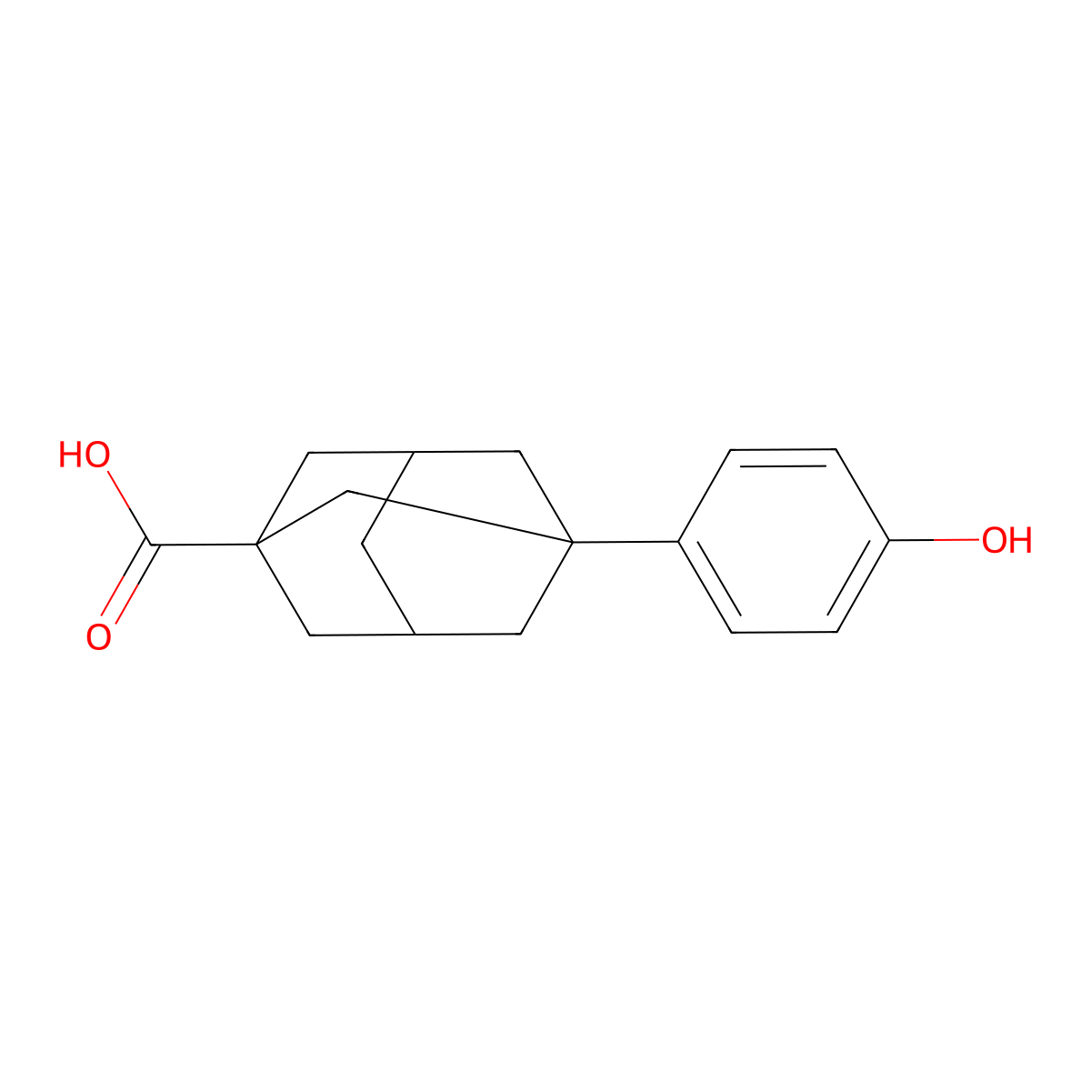 3-(4-Hydroxyphenyl)tricyclo(3.3.1.13,7)decane-1-carboxylic acid molecular structure, CAS 56531-55-6