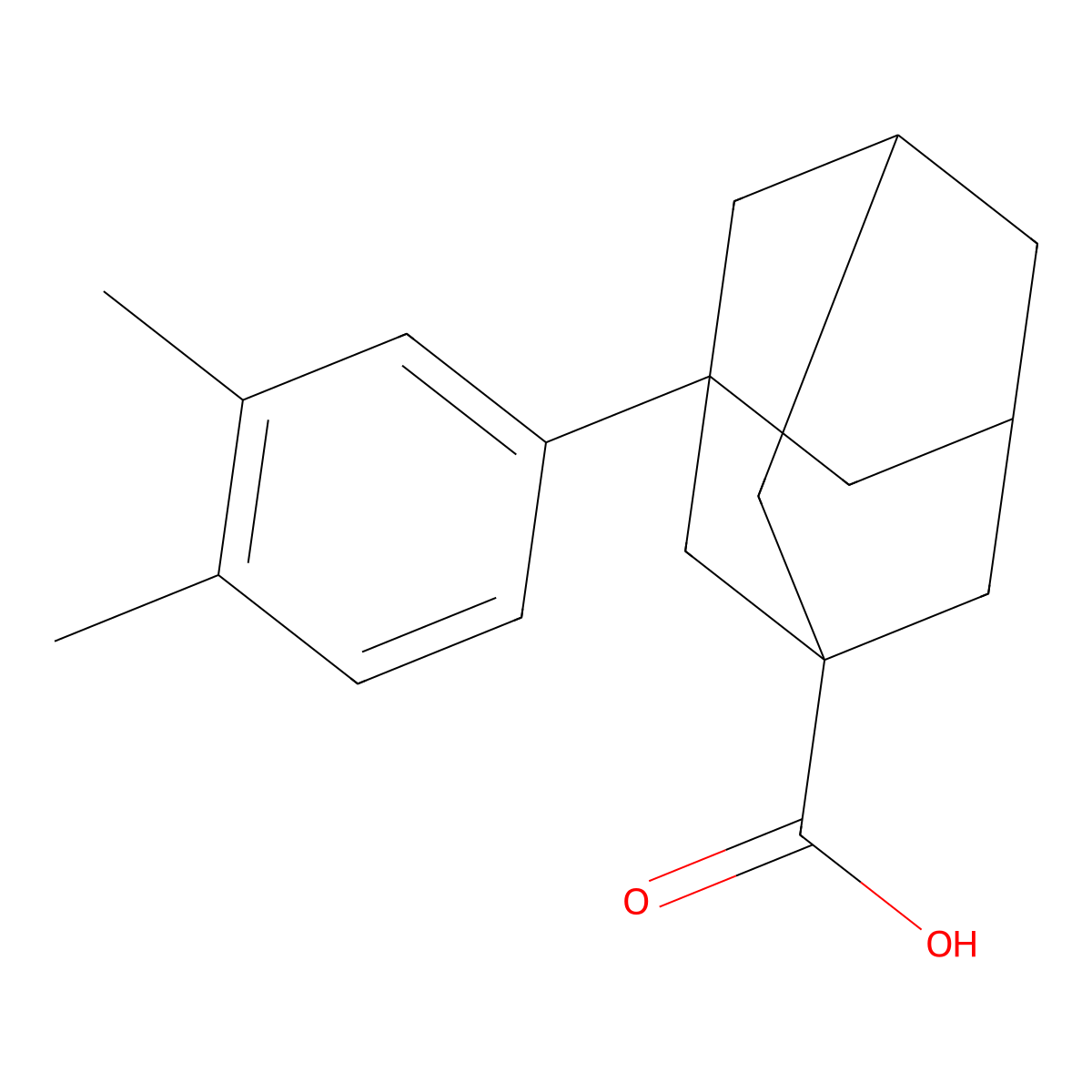 3-(3,4-Dimethylphenyl)tricyclo(3.3.1.13,7)decane-1-carboxylic acid molecular structure, CAS 56531-57-8