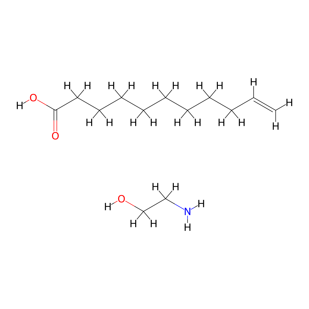 Undecylenic acid monoethanolamine molecular structure, CAS 56532-40-2