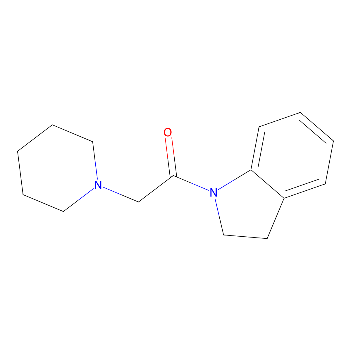Indoline, 1-piperidinoacetyl- molecular structure, CAS 56533-61-0