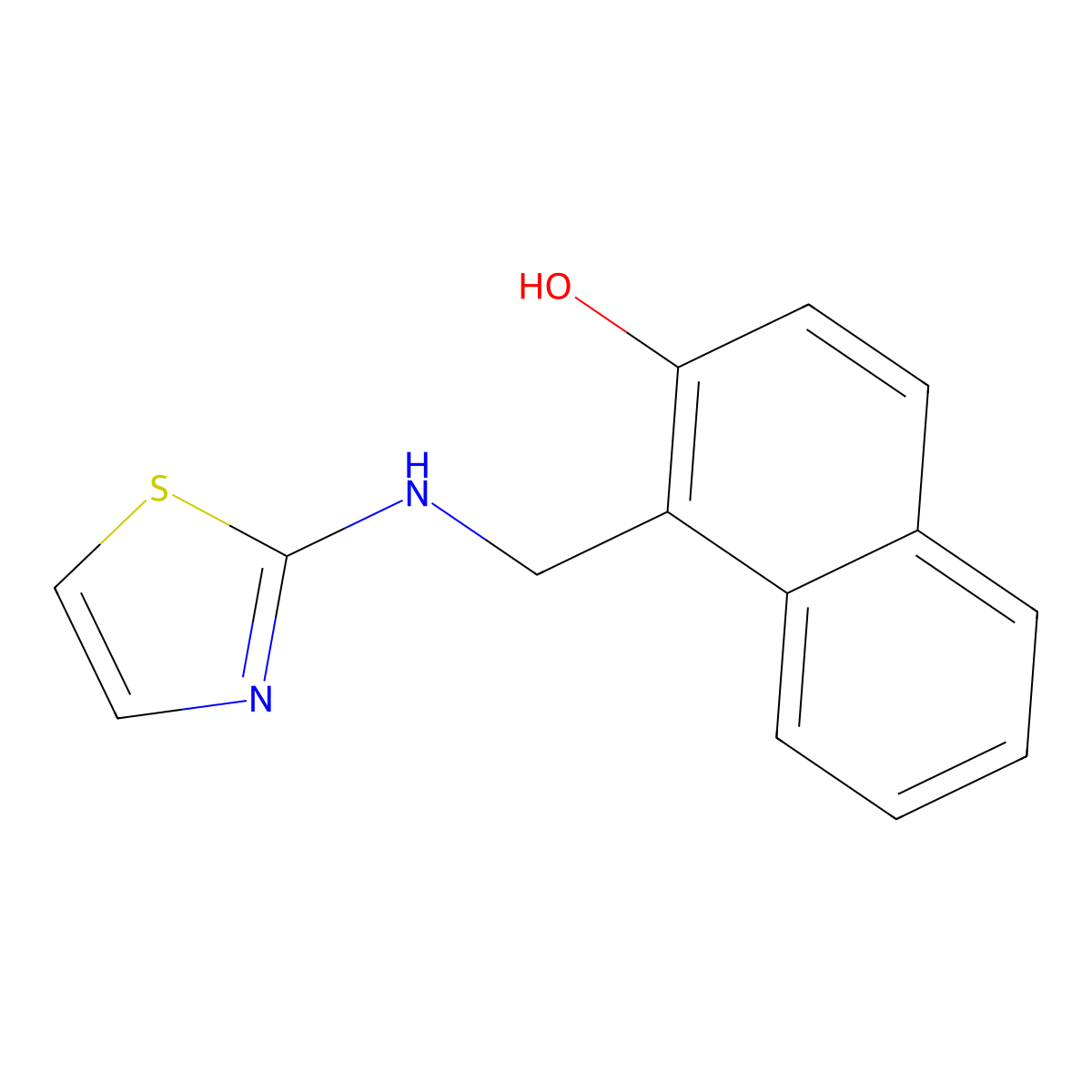 1-[(1,3-Thiazol-2-ylamino)methyl]naphthalen-2-ol molecular structure, CAS 56536-27-7